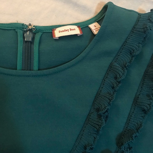Sunday Best (Aritzia) Green ruffle-front long-sleeve dress size S - Picture 5 of 14